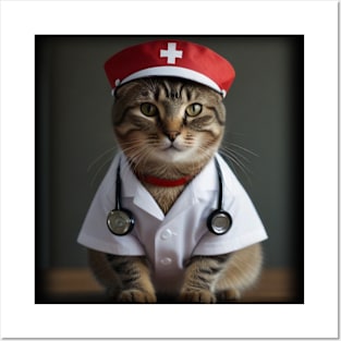 Cute Cat Nurse Posters and Art